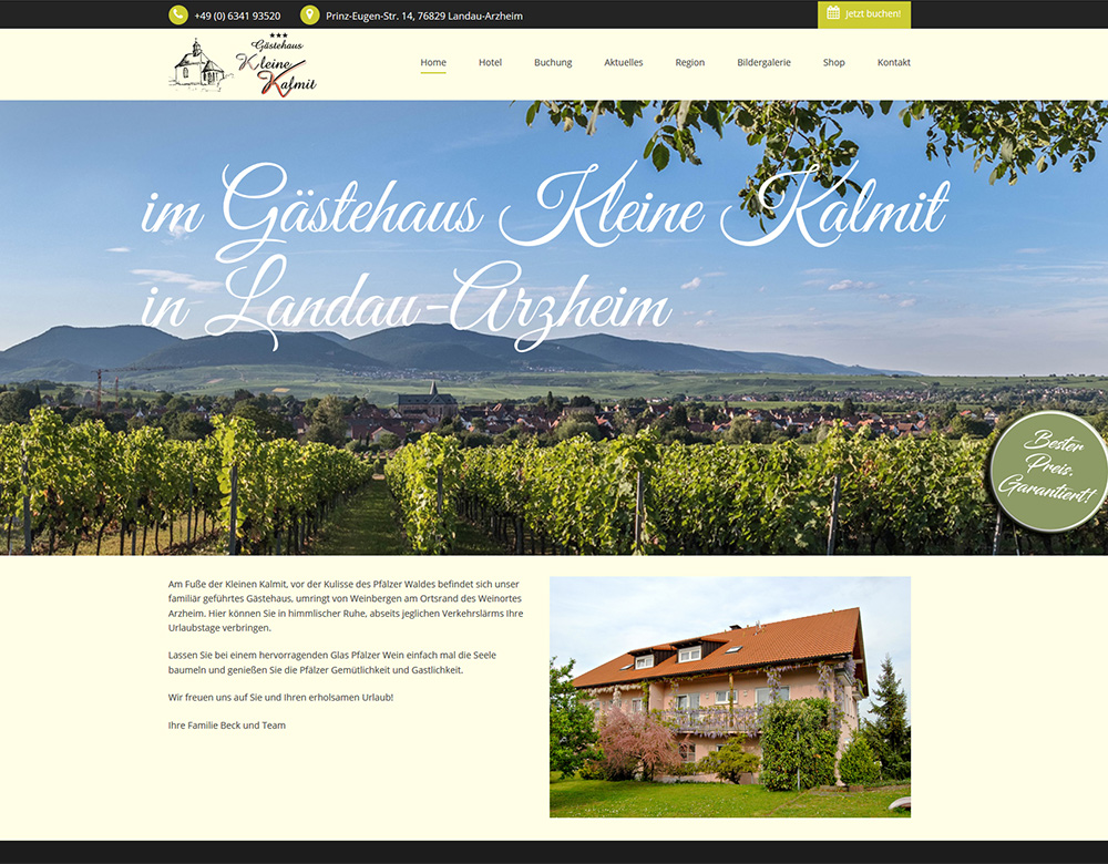 Website | Gästehaus Kleine Kalmit